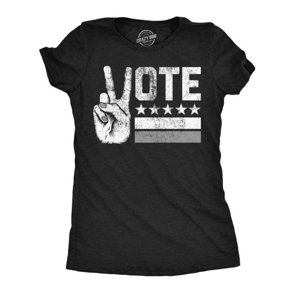 Womens Funny T Shirt Vote Peace Hand Awesome Voter Tee For Ladies